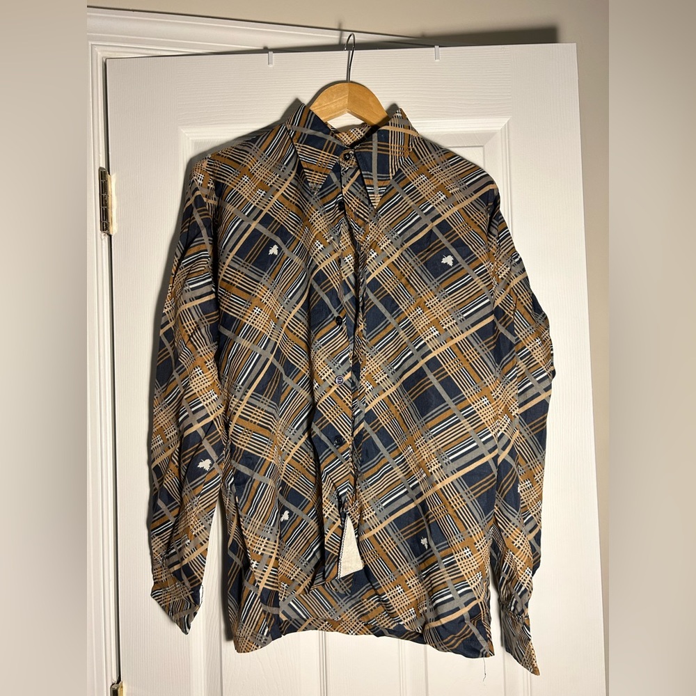 Plaid button up - leaves